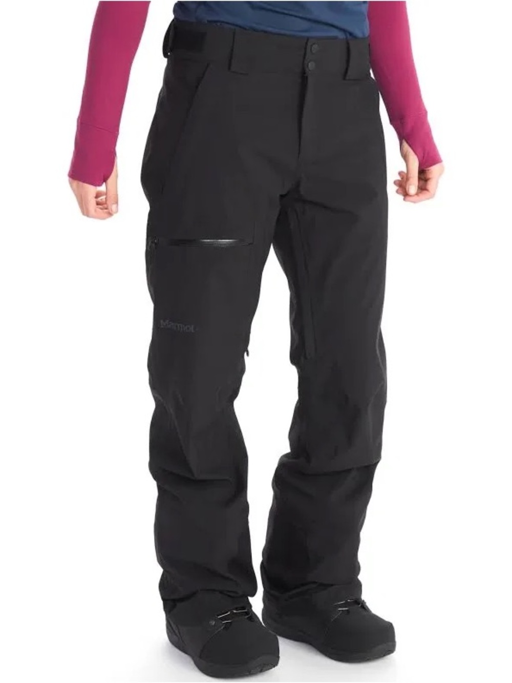 Marmot Refuge Black Boot-Cut Ski Pants with Zip Vents